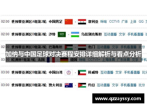 加纳与中国足球对决赛程安排详细解析与看点分析
